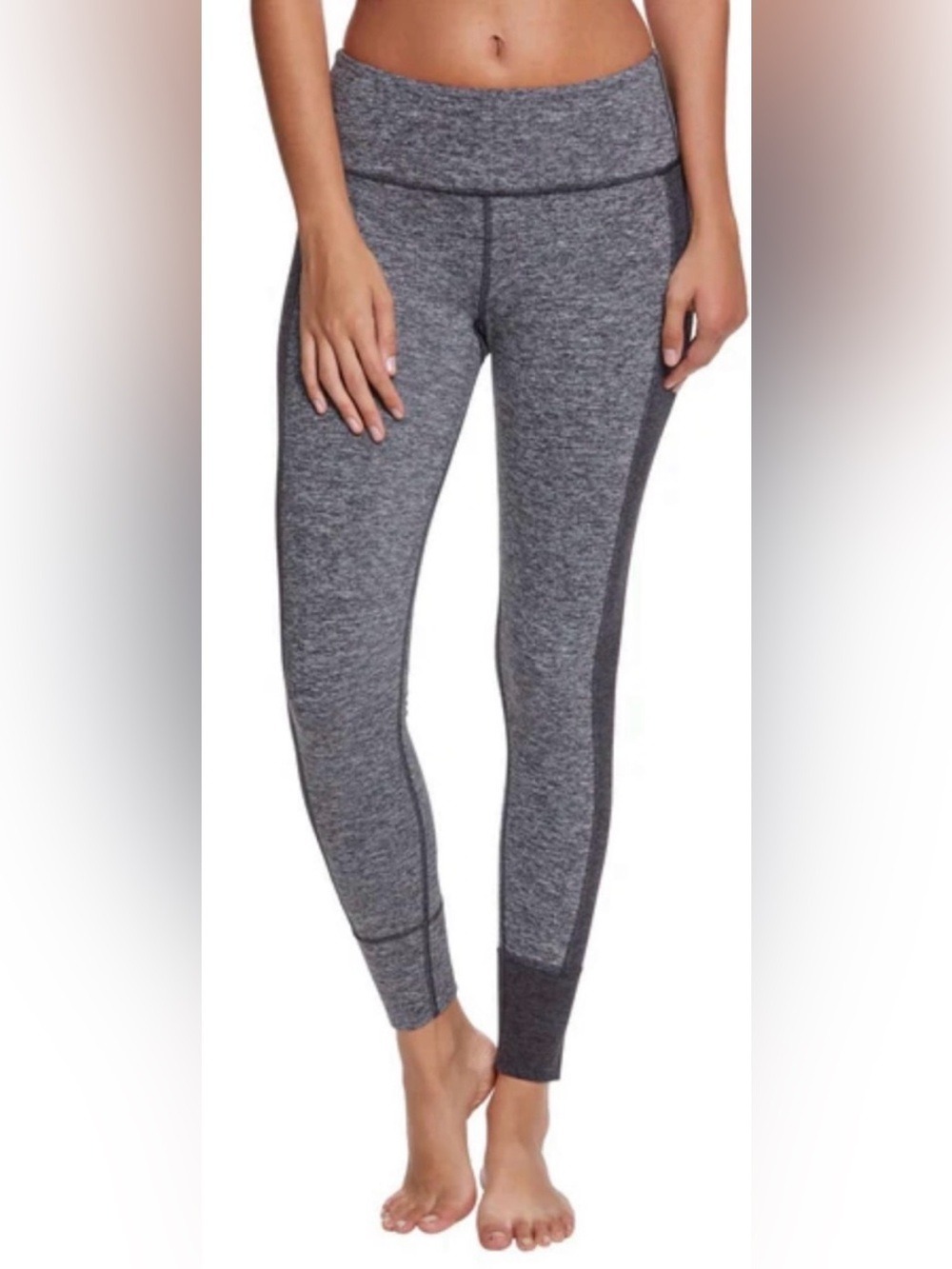 Vuori Asymmetric Block High Rise Leggings XS Heather Gray Black Yoga - Picture 1 of 10
